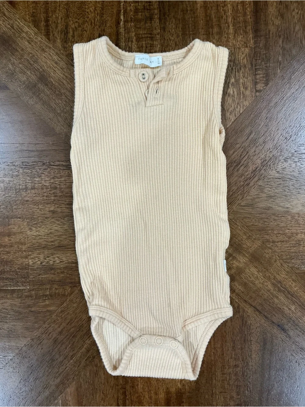 Jamie Kay 6-12 Months Cream Ribbed Sleeveless One-Piece Bodysuit